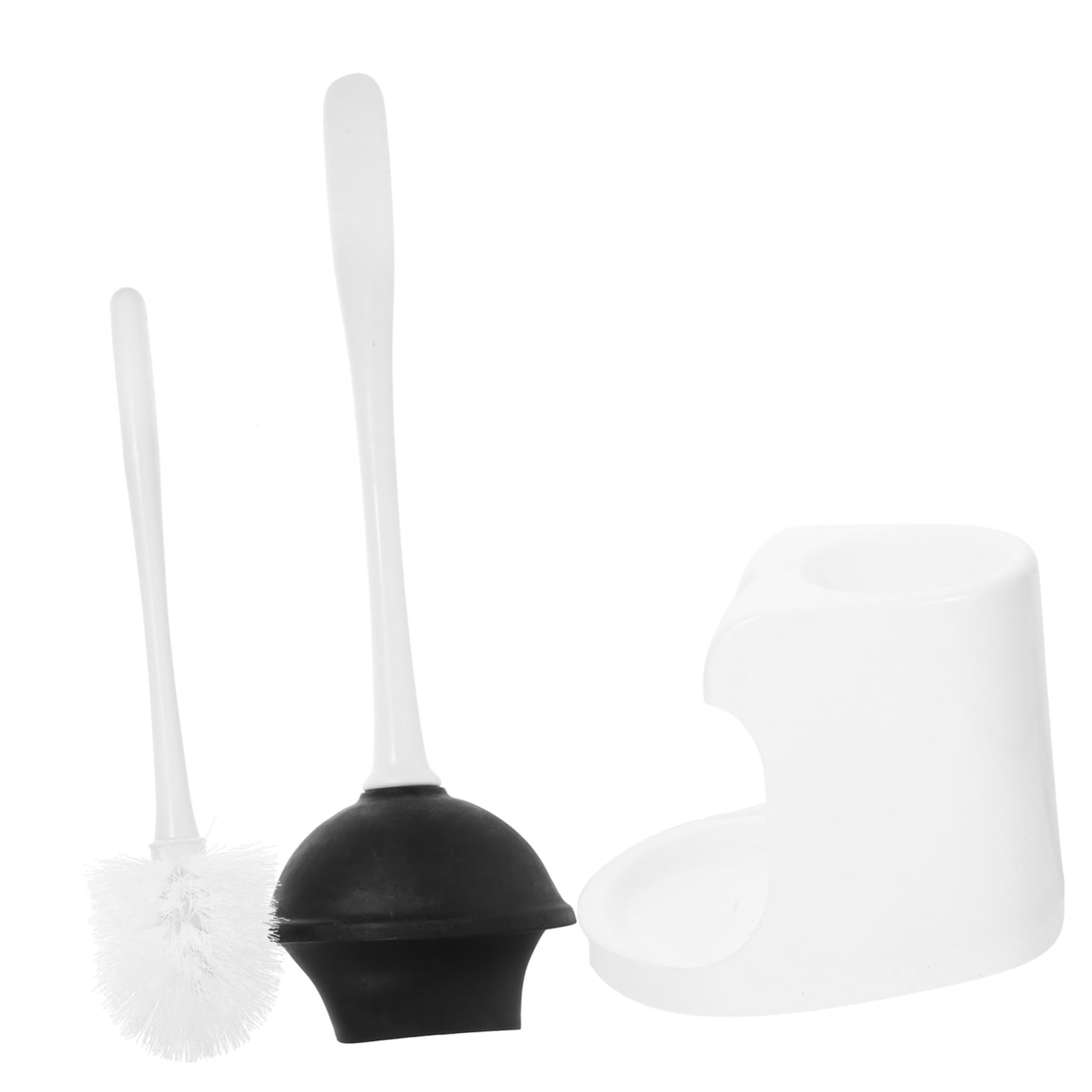 UKCOCO Juego de Escobilla de Inodoro Material ABS Resistente con Soporte y Émbolo de Goma y Diseño Elegante Blanco Limpieza para Baño