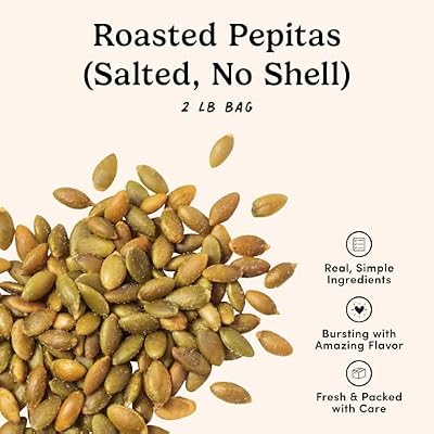 Nuts com Roasted Pepitas 2 Lb Bag, Salted No Shell Pumpkin Seeds, Healthy Snack for Adults & Kids, Rich in Protein, Fiber, Calcium & Potassium Keto Friendly, Vegan, Gluten-Free & Kosher Pareve
