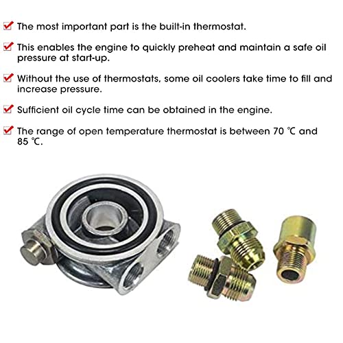 Ölkühler-Filterplatte, AN8 Ölfilteradapter, Aluminium, Sandwich-Ölfilter, Kühladapterplatte, Öltemperaturkühler, Teiladapter (AN8+M20)