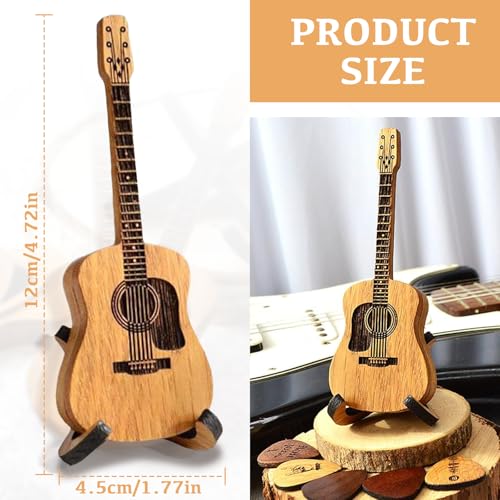 LFCFBH Wooden Acoustic Guitar Pick Box, Guitar Pick Holder with 3 Guitar Picks for Guitar Players Lovers, Brown - Image 2
