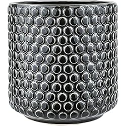 Maceteros Ceramica Easy Nordring Maceta Dotty - Macetero Decorativo Redondo para Flores e Plantas para Interiores L (15,5 cm ø), Negro, Cerámica