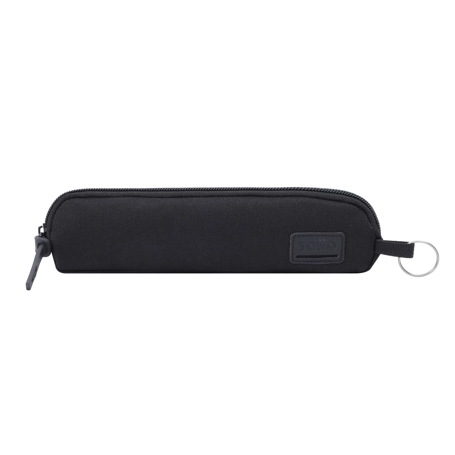 TOTTO - Estuche Escolar Pequeño, Modelo Kijal, Estuche Juvenil, Dimensiones 6 x 22.5 x 2 cm, Una Sola Cremallera, Argolla para Colgar en la Mochila, Resistente y Duradero, Color Negro