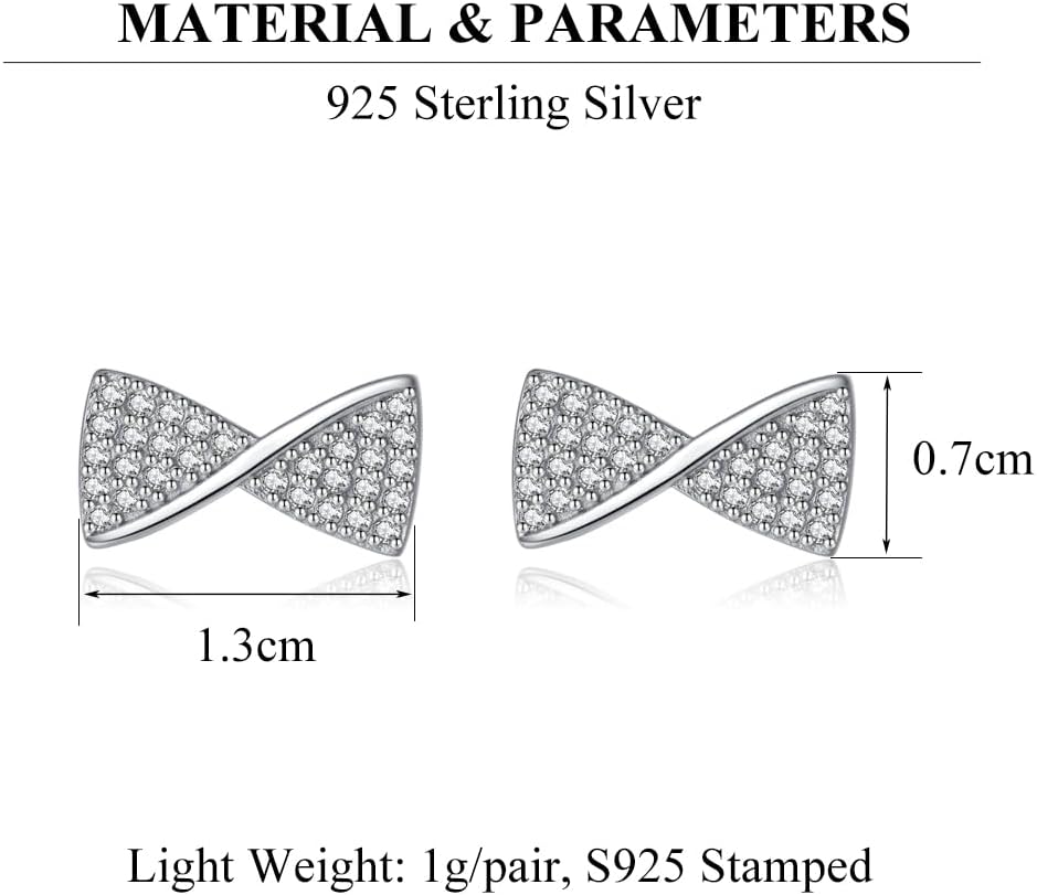 SLUYNZ Solid 925 Sterling Silver CZ Bow Earrings Stud for Women Teens Bowknot Stud Earrings - Image 6