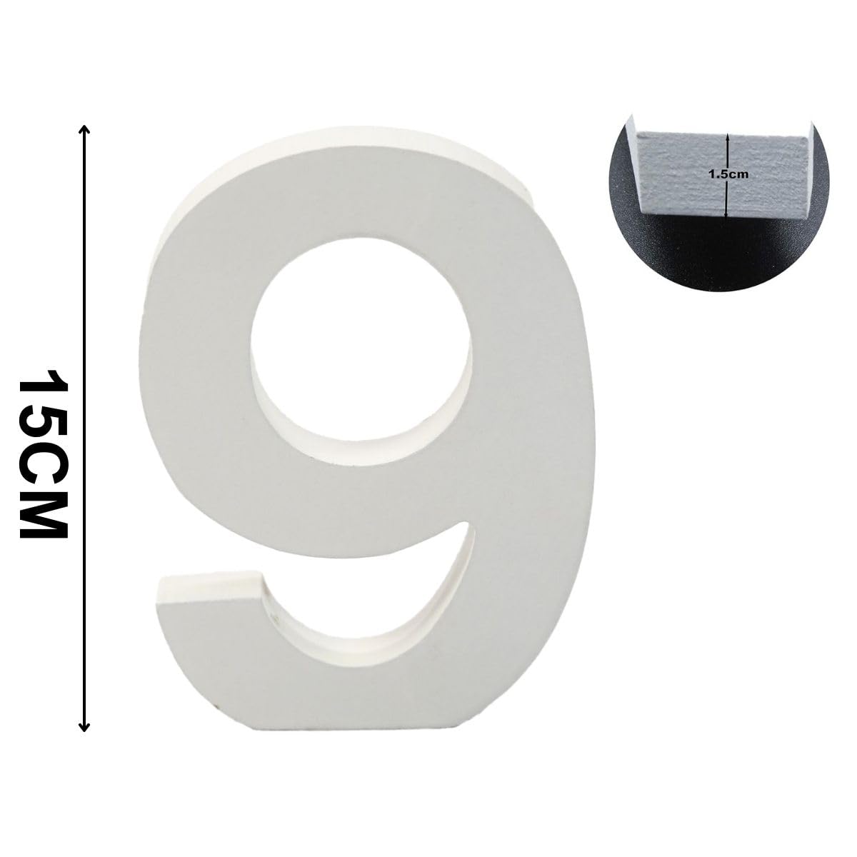 6 Inch White Decorative Wooden Letters and Numbers (9) - Image 2