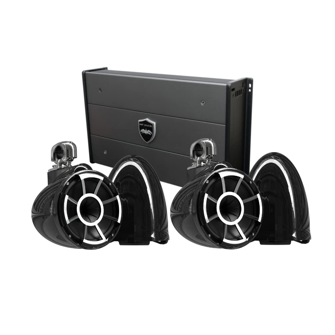 wet sounds Ultimate Marine Powersport Tower Speaker Package Components Include 2 Pair 10 Black REV-10 Series Tower Speakers