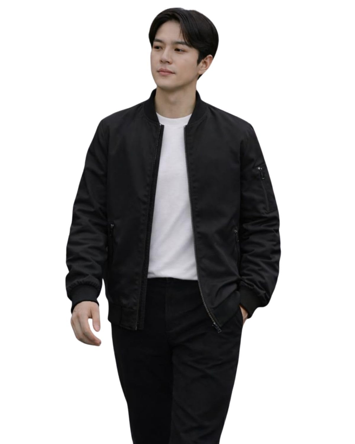 image of "anisom" Men's Polyester Bomber Jacket Full Zip Windcheater Lightweight Stand Collar Casual Outerwear with Ribbed Cuffs and Elastic Waist-picture-39