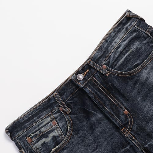 Men's Casual Straight Jeans Slim Retro Vintage Denim Pants Streetwear3