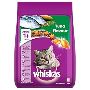 Whiskas Adult (+1 year) Dry Cat Food Food, Tuna Flavour, 7kg Pack