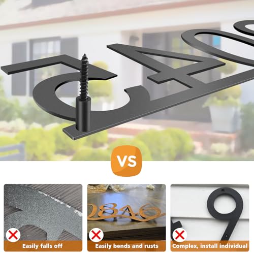 Image of House Numbers for Outside House Custom Metal Address Numbers Sign Rustproof | 14-Gauge Galvanized Steel Powder-Coated 3D Shadow Effect Installation Personalized Address Signs Plaque Multiple Colors Sizes