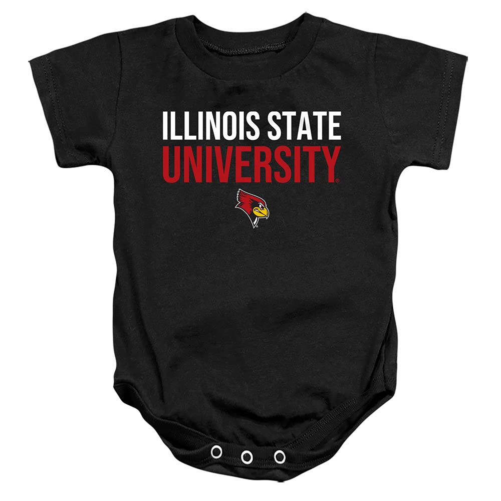 Illinois State University Official Stacked Unisex Infant Snap Suit for Baby,Black, 18 Months