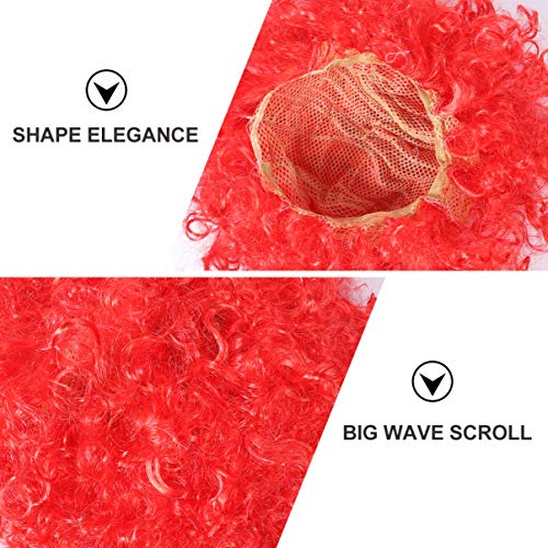 FRCOLOR Peruca Afro Colorida Curta Encaracolado Vermelho Peruca Halloween Palhaço Cosplay Peruca Dos