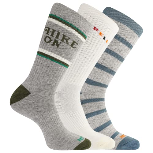 Image of Merrell Men's and Women's Wool Everyday Hiking Socks - 3 Pair Pack - Cushion Arch Support & Moisture Wicking