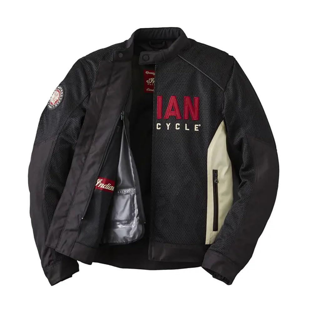 Indian Motorcycle Men's Mesh Lightweight 2 Riding Jacket with Removable Liner, Black - M