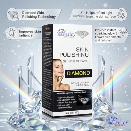 Image of Barley Diamond Skin Polishing Shiner Bleach 350g | Instant Lightening & Softness | Salon Professional Facial Bleach for Glow & Smooth Skin (PACK OF 1)