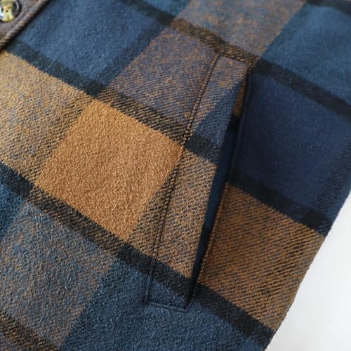 Image of Dubinik Mens Shacket Flannel Shirt for Men Lightweight Jacket Casual Plaid Coat with Warm Lining Long Sleeve Button