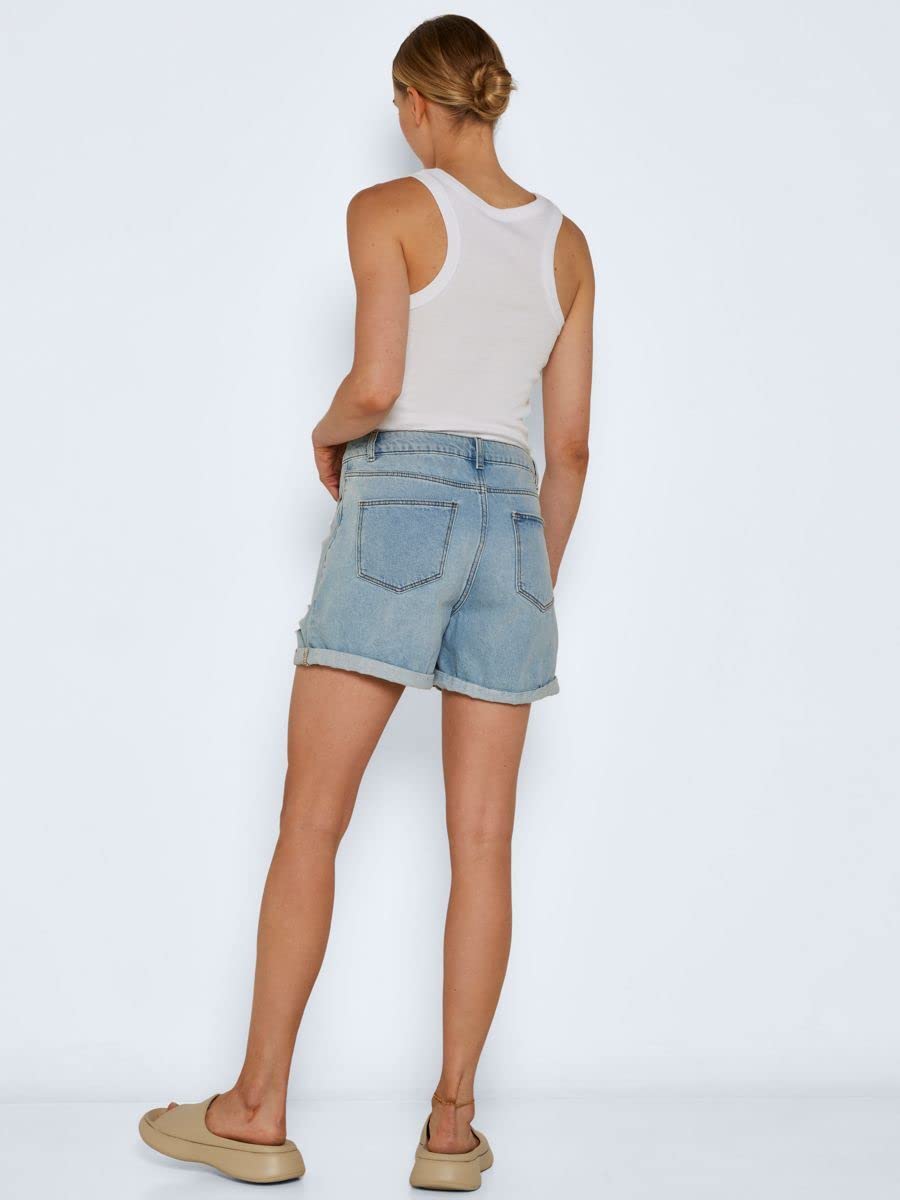 NOISY MAY Damen Jeansshorts mit Rissen und umgeschlagenem Saum