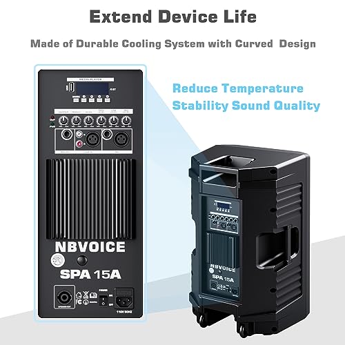 Nbvoice Pa Bluetooth Speaker 15 Inch (Pair) Bundle With 2X Steel Speaker Stand,Dual Speaker Pa System, Active+Passive Dj/Pa Speakers Package With Mic,Support Guitar/Usb/Fm/Aux For Theatre thumb #4