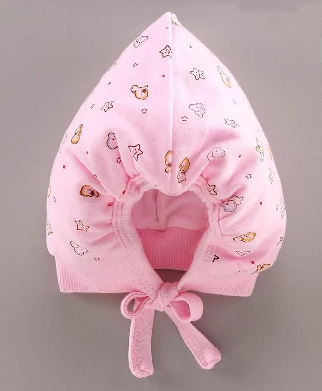 Image of Printed Soft Cotton Cap for New Born Baby Boys & Girls Tie Knot Caps for Infants Topi | Pack of 3