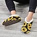 Naanle Women's Sunflower Memory Foam Slippers, Comfy Indoor/Outdoor Fuzzy Fleece Warm Home Slippers with Anti-Slip Rubber Sole, Size 5-6, Yellow
