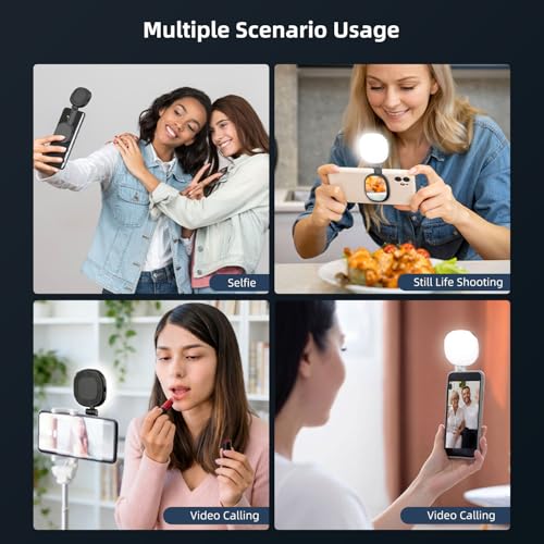 Image of Celfiexpt Magnetic Selfie Light with Mirror for iPhone & Android, Rechargeable LED Ring Light, CRI95+, 360 Rotation, Foldable Phone Fill Light for Selfies, Zoom & Vlogging (Black)