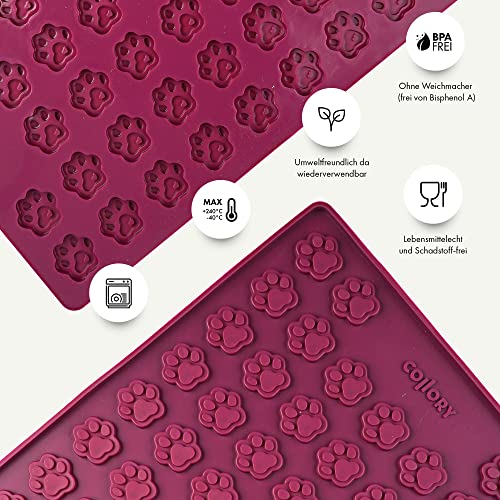 Collory Medium Pfoten (3cm) Silikon Backmatte, Hunde Tatzen, Backform für DIY Hundekekse und Leckerlis, Knochenbackform, Pralinenform, Schokoladenform, Antihaftend und Lebensmittelecht (BPA-Frei)