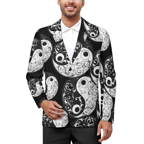 Yin And Yang Taoism Symbo Mens Casual Blazer Button Suit Jacket Lightweight Sport Coat for Work Business