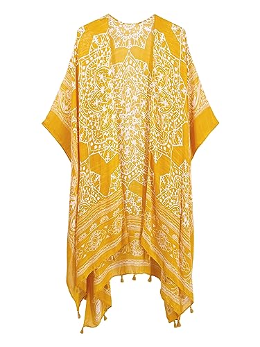 Image of Breezy Lane Women's Kimono Cardigan Summer Swimsuit Coverups Beach Cover Up with Floral Print for Vacation