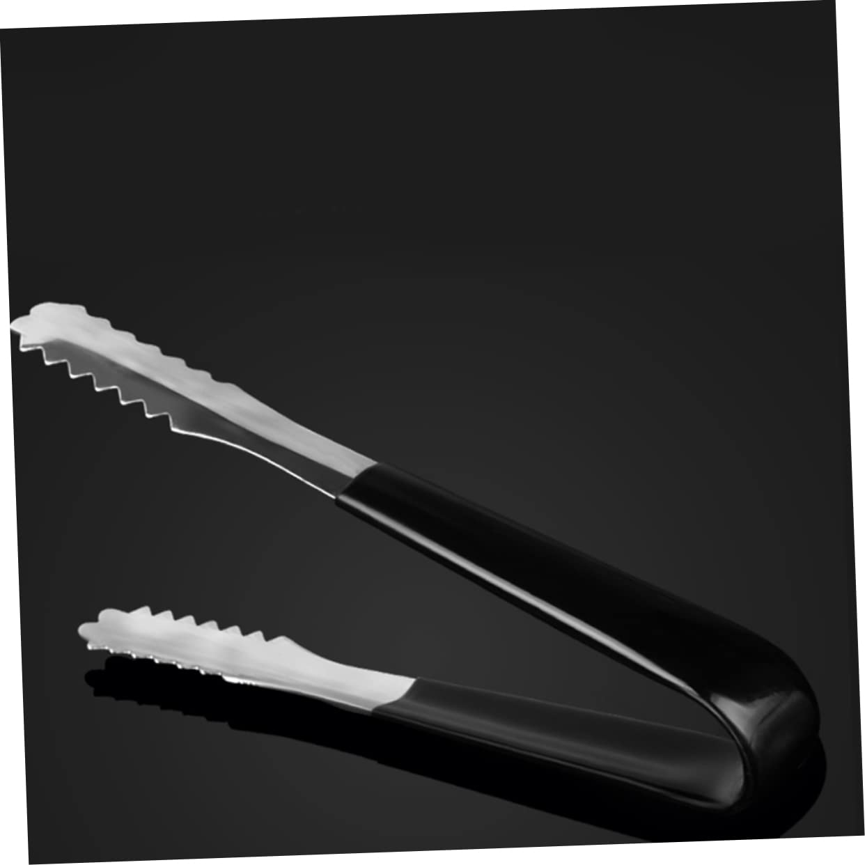 OFFSCH 2Pcs Non Magnetic Stainless Steel Food Tongs with Toothed Nip for Serving Sugar Appetizers and Ice for Home Parties Weddings and Daily Use Black