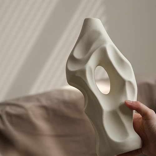 Miniatura 6 de Jarrón de cerámica con textura de colina, jarrones con forma inspirada en la montaña, decoración del hogar Wabi-sabi