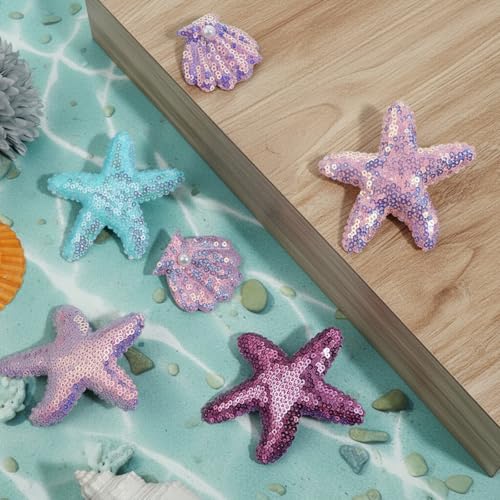 Set de 8 Pinzas para el Cabello con Conchas y Estrellas de Mar Brillantes, Accesorios para el Cabello de Sirena para Niñas miniatura 4