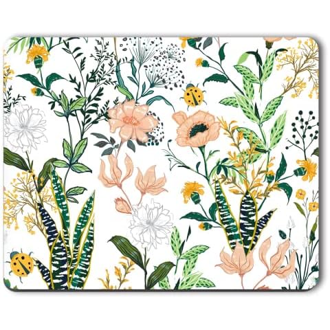 Atufsuat Mouse Pad, Floral Theme Anti-Slip Rubber Mouse Pads, Cute Customized Gaming Mouse Pads for Laptop Computer Women Girls Kids, Square Office Mouse Mat Desk Decor, 10.2" x 8.7", White Flowers Cover