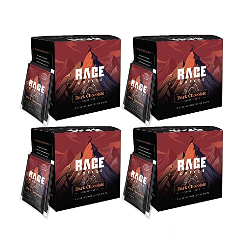 Image of Rage Coffee 40 x Instant Coffee Sachets Pack | Dark Chocolate Flavoured Coffee | Made Using 100% Arabica Coffee Beans | Black Coffee, Hot or Cold Coffee