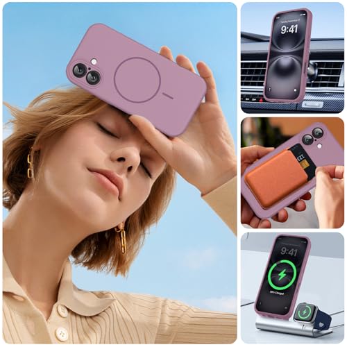 Image of Miracase Magnetic for iPhone 16 Plus Case, [Soft Anti-Scratch Microfiber Lining], Compatible with MagSafe, Liquid Silicone Shockproof Drop Protection Phone Case for 16 Plus,Blackcurrant