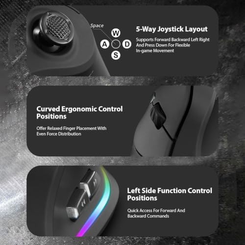 Pomya Vertical Ergonomic Mouse, Triple Mode Wireless Gaming Mouse with 800mAh Rechargeable Battery 24000 DPI for Gaming Work (Black) - 5