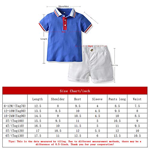 Amropi Toddler Boys Striped Polo Shirts And Shorts Set Summer Outfits Short Sleeve Clothes Sets Blue White thumb #6