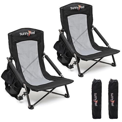 Sunnyfeel AC2417G Folding Low Camping Beach Chair 2 Pack cover