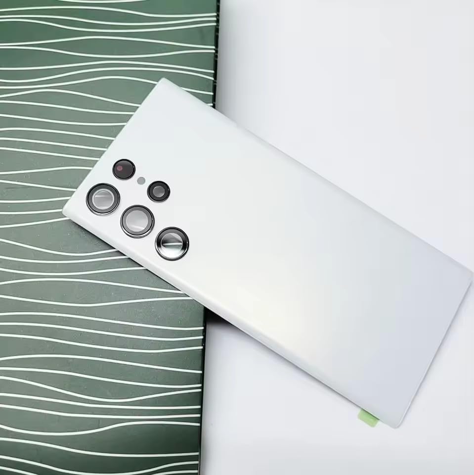 SHOWGOOD Back Cover for Samsung Galaxy S22 Ultra, Rear Glass Housing Cover, Battery Door, Camera Cover Lens, Adhesive ﻿ (Black)