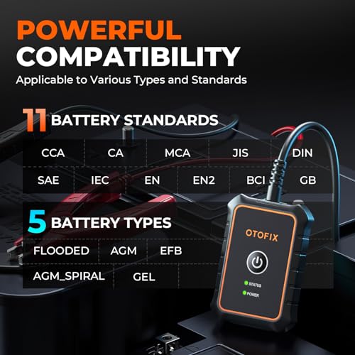 Image of OTOFIX Car Battery Tester BT1 Lite, 6V 12V 100-2000 CCA Car Battery Analyzer, Auto Cranking Charging System Test Scan Tool, Battery Load Test
