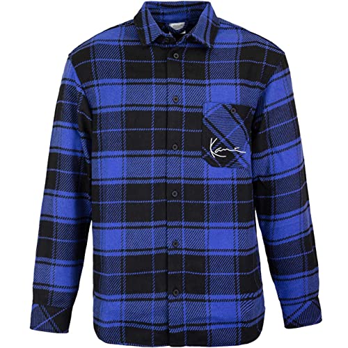 Karl Kani Chest Signature Flannel Hemd (Blue/Black, L)