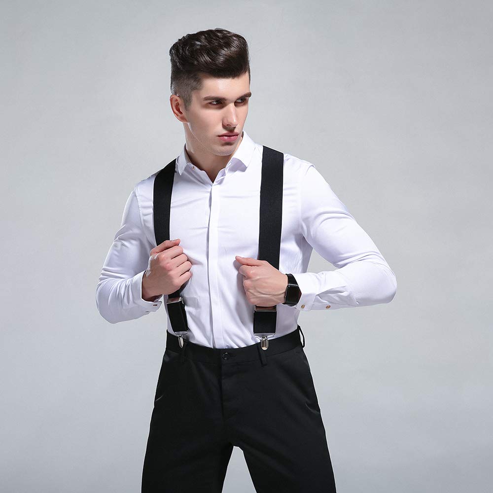 Tirantes Tirantes Hombre 2 Pulgadas 50mm Ancho Ajustable Cuatro Clip-on X-Back Elástico Negro Rojo Gris Heavy Duty Tirantes Tirantes Hombre (Color : 9)