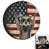 Cute Raccoon Spare Tire Cover Wheel Covers for RV Tires Camper American Flag Tire Cover Protectors for Trailer Rv SUV Truck Travel Trailer 15'