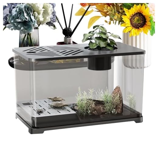 Aquarium pour Poisson Betta | Grand Aquarium de Bureau | Conteneur Panoramique HD avec Espace de Repos pour Tortue pour Aquatiques Guppys Crevettes Méduses, Décoration de Bureau