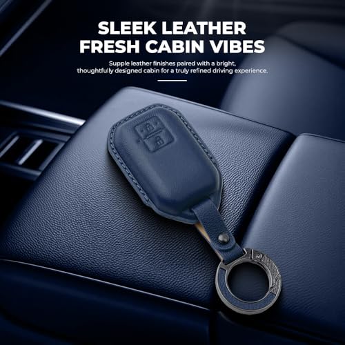Image of Keyzone Leather Key Cover & Car Perfume fit for Suzuki Victoris, Swift, DZire, Baleno, Ertiga, Grand Vitara, Brezza, Fronx, Jimny,XL6, Toyota Glanza,Urban Cruiser Hyryder,Rumion 2B smart Key. (Blue)