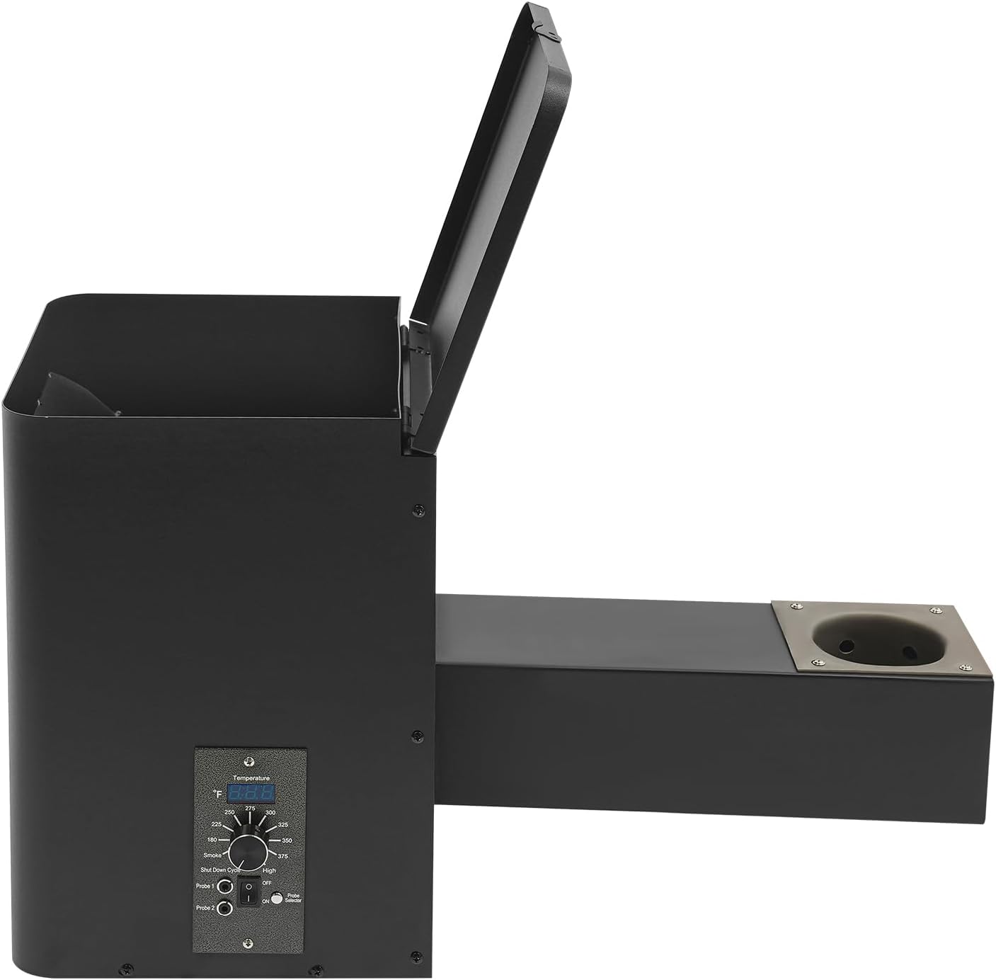 Pellet Smoker Hopper Assembly Kit, Electric Wood Pellet Smoker Grill Part with Dual-Functional Wind Mechanism and LED Visual Feedback Screen, Electric Pellet Hopper Conversion Kit 180-450℉ Range
