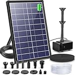 Biling Solar Pond Foundtain with Battery Backup, 8W 300L/H Solar Water Pump with 3600 mAh Battery Backup Filter Solar Water Feature Pump with DIY 5ft Tubing for Garden Ponds, Pool, Fish Tank