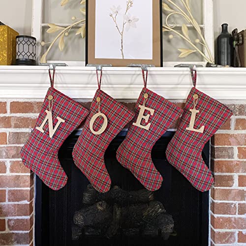 Marilee-Home-18-Red-Tartan-Quilted-Christmas-Stocking-with-Personalized-Letter-Charm Marilee Home 18 Red Tartan Quilted Christmas Stocking with Personalized Letter Charm