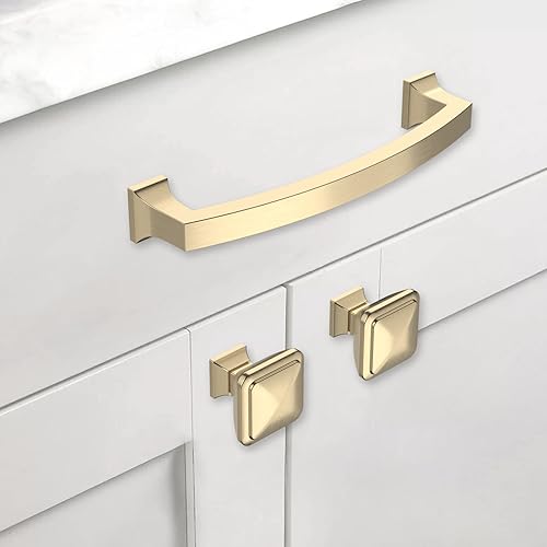 Miniatura 2 de Asidrama Paquete de 6 pomos de latón cepillado de 1-14 pulgadas para gabinetes de cocina, pomos dorados para aparadores, perillas de cajones,