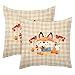 Plaid giallo volpe goloso fodere per cuscini quadrati 18x18 pollici, Taglia standard, 2 PCS