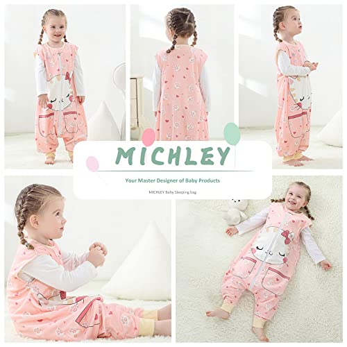 Image of MICHLEY Unisex Baby Wearable Blanket Autumn Winter Toddler Sleeveless Sleeping Bag with Feet,Cat,3-5T