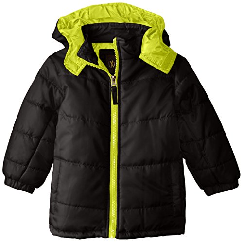 iXtreme Little Boys' Toddler Pop Color Zipper Puffer, Black, 2T